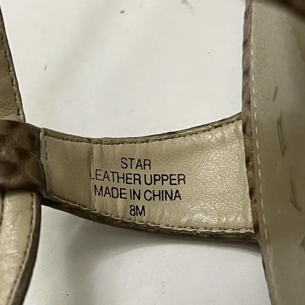 Tahari Star Cork Wedge Platform Tan‎ Snakeskin Sandal Women's 8 M Shoes Open Toe - Image 9