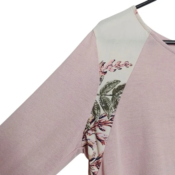 Womens Floral Paisley‎ Tunic Top L 3/4 Sleeve Pink Mixed Media Le Lis Spring NWT - Image 8