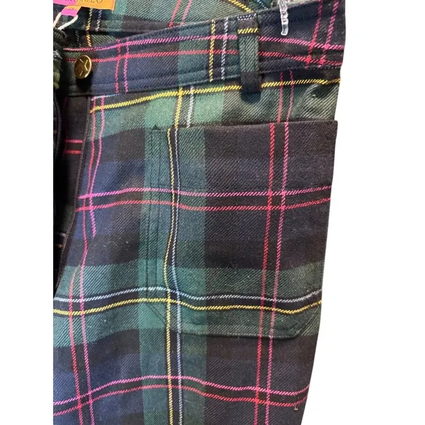 Vilagallo Tartan Plaid Scallop Hem Pants Pink Trim NWT 38 US 8 - Image 7