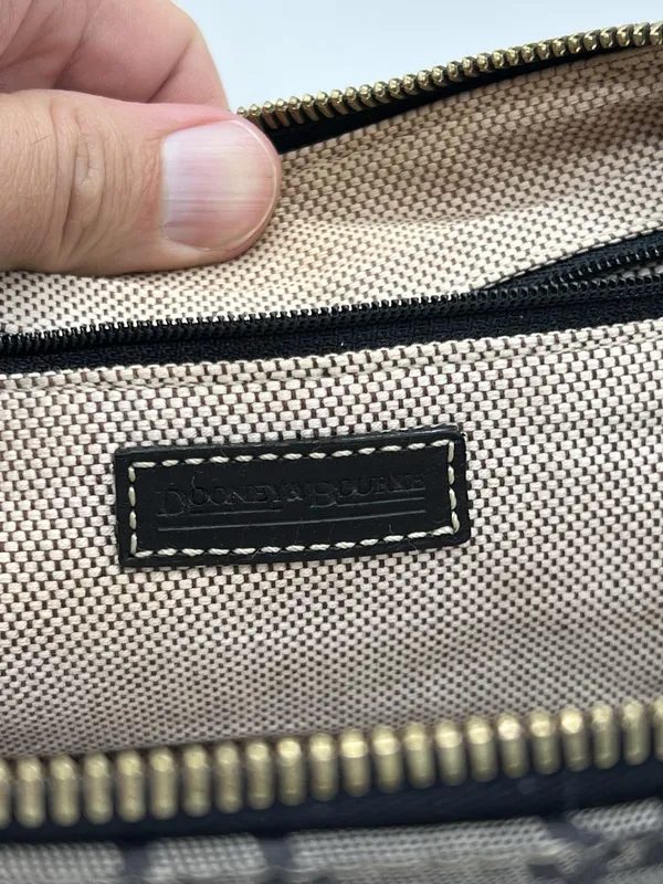 Dooney & Bourke Satchel Bag Womens Medium Gray Logo Canvas Leather Zip Purse - Image 10