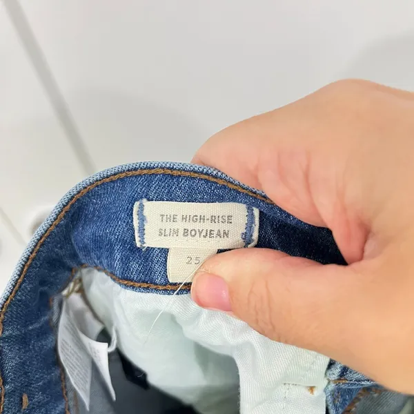Madewell Size 25 Blue High Rise Slim Boyjean Distressed Raw Hem Jeans - Image 9