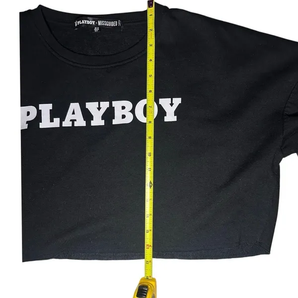 Playboy x Missguided Cropped Black Fleece Pullover Streetwear Gorpcore Y2K US 6 - Image 5
