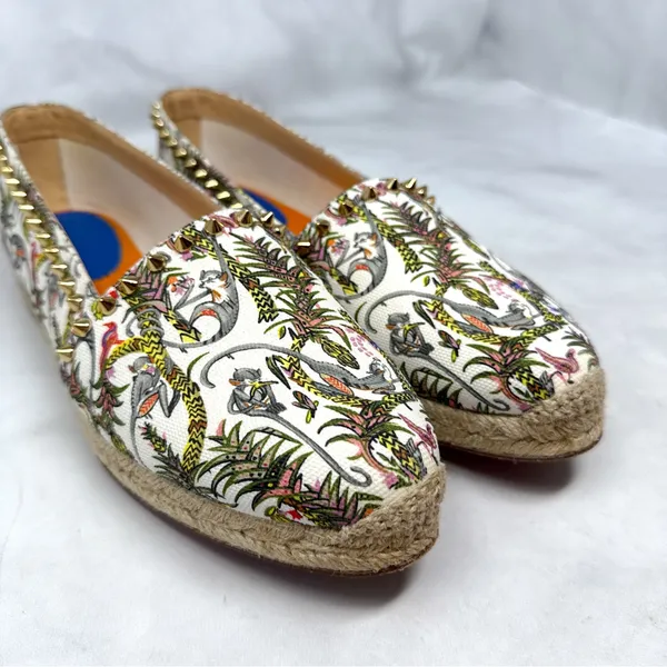 Christian Louboutin Loubi Jungle Ares Spike Studded Flat Espadrille Shoes 41 - Image 6