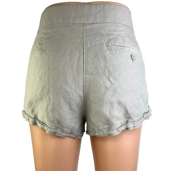 Aritzia Wilfred Gray Linen Drawstring Pleated High Waisted Casual Shorts Size 2 - Image 3