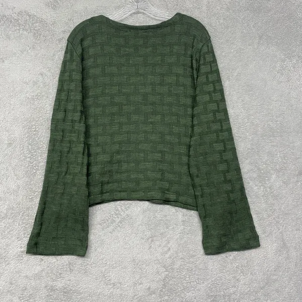 Madwell Sweater‎ Women XL Green Basket Weave Stitch Bell Sleeve Tee NU769 - Image 7