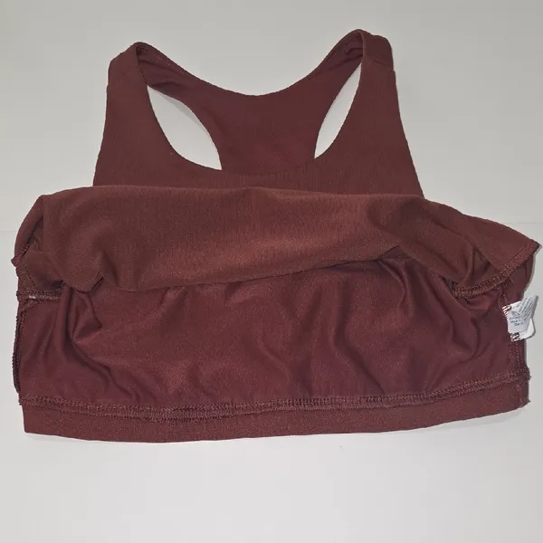 Racerback Athletic Sports Bra Maroon High Neck Seamless Womens XL Gym Active - Image 5