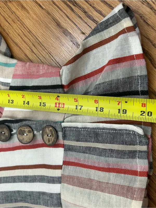 House Of Harlow x REVOLVE Striped Linen Blend Bell Sleeve V Neck Blouse Size S - Image 15