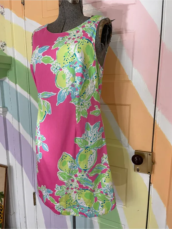 Lilly Pulitzer Delia Hotty Pink Lemonade Shift Mini Cotton Dress Sz 8 🧡🎀 - Image 4