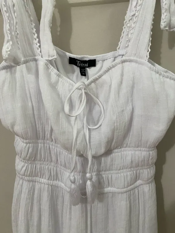 Trixxi White Tie-Shoulder Smocked Maxi Dress - Image 3