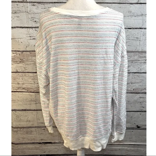 UNIVERSAL THREAD Sweatshirt Crewneck Cotton White w Red, Pink, Blue Stripes-XXL - Image 2