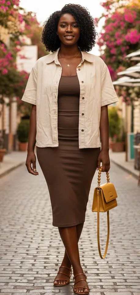 Crop Beige Shirt Tan Size M - Image 2