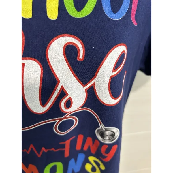Primary Colorful Navy Elementary School Nurse Graphic Tee S, Back To School - Image 4