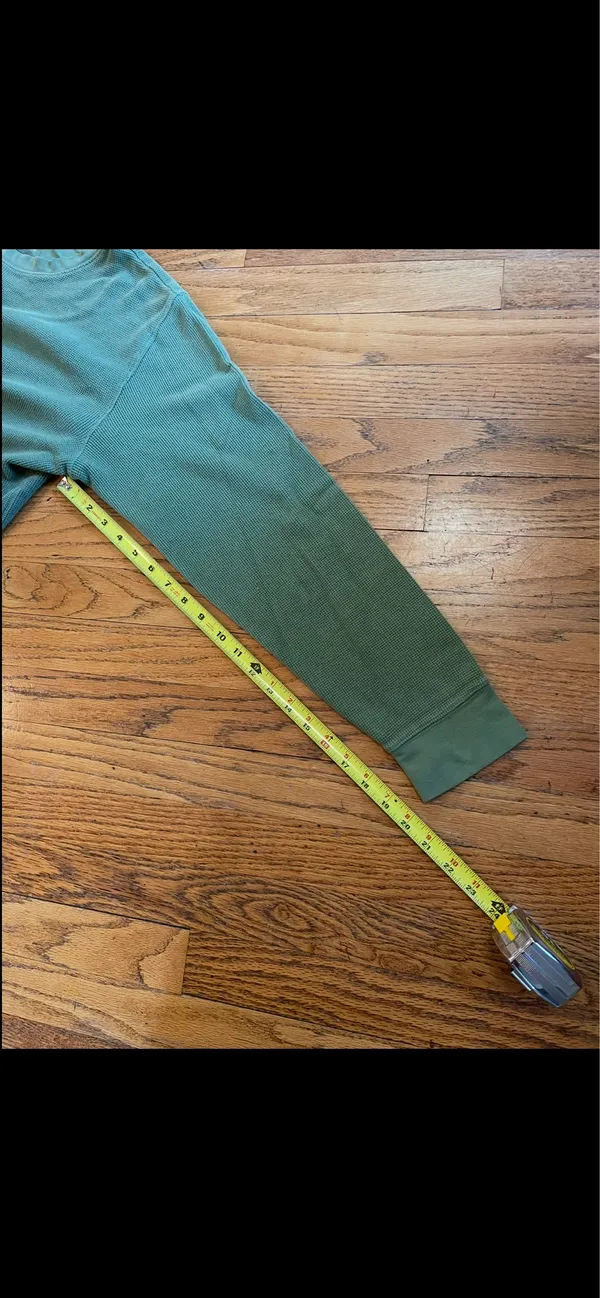 Vintage L.L. Bean Classic Long Sleeve Thermal Waffle Shirt - Olive Green - Image 4