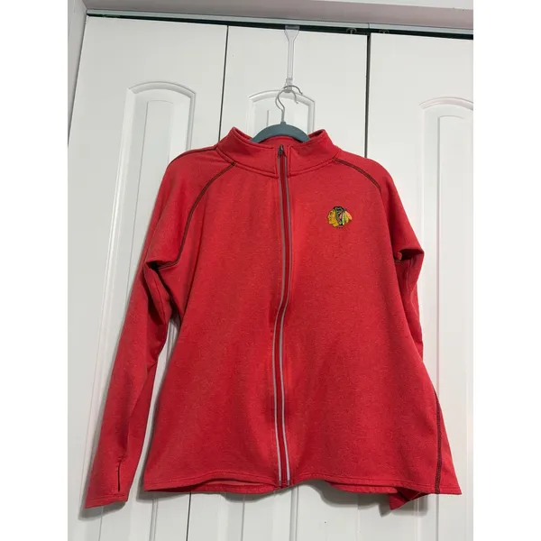 NHL Chicago Blackhawks Full Zip Jacket Sporty Red Thumbhole XL Gorpcore - Image 2