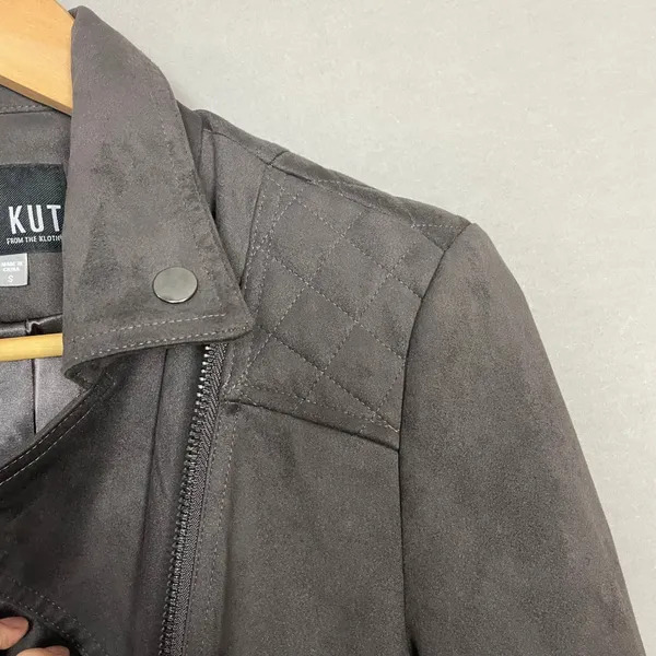 Kut from the Kloth Faux Suede Moto Jacket Women Size Zip-Up Motorcycle - Image 14