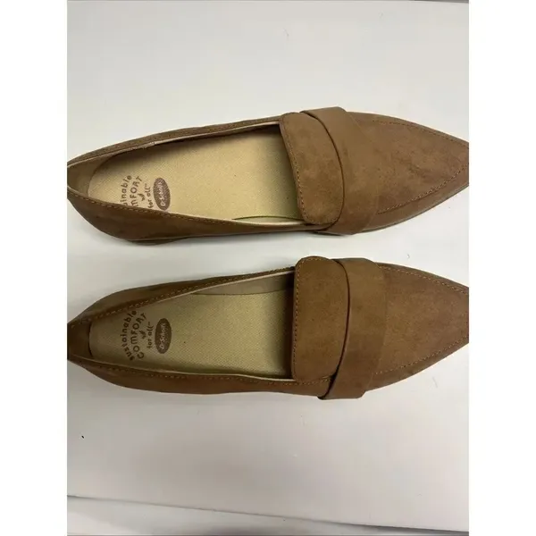 Dr Scholls 9M Emilia Pointed Toe Slip-On Tan Flat Loafer Comfort Shoes - Image 4