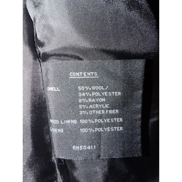 FS Limited Black Wool Blend Hooded Zip Front Coat Women Size M - Image 7