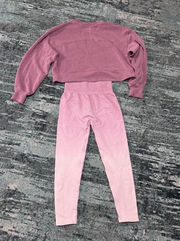 AYBL Rose Pink Set Cropped Jumper Ombré Seamless Leggings S/M - Image 2