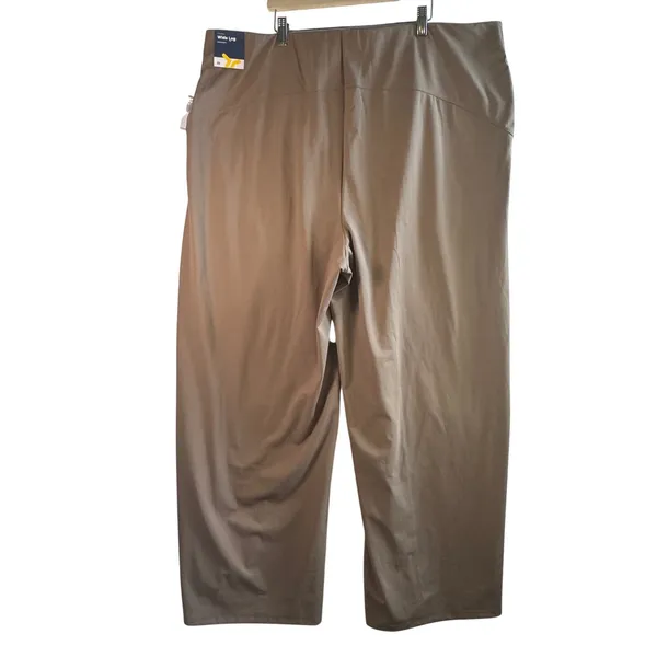Old Navy PowerSoft Go-Dry Wide Leg Pants Tan Brown Plus Size‎ 3X High Waist New - Image 2