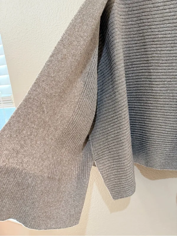 HANNAH Women’s Open Front Cardigan Size L Taupe Ribbed Knit Oversized Sweater - Image 6