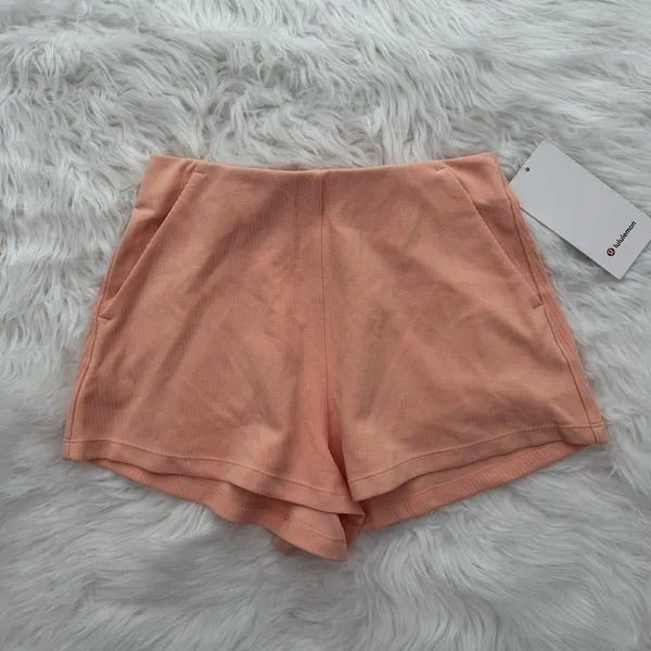 Lululemon Ribbed Softstreme High-Rise Short 2" Peach Bellini Size 4 - Image 2