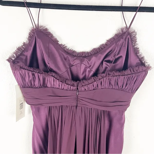 BADGLEY MISCHKA 100% Silk Burgundy Embellished Bodice Shoulder Cover Dress 6 - Image 8
