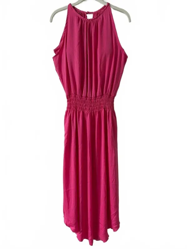 Shebird Emma Dress Pink Satin Size 3 / Small Medium Colorful Party Comfy Midi - Image 2