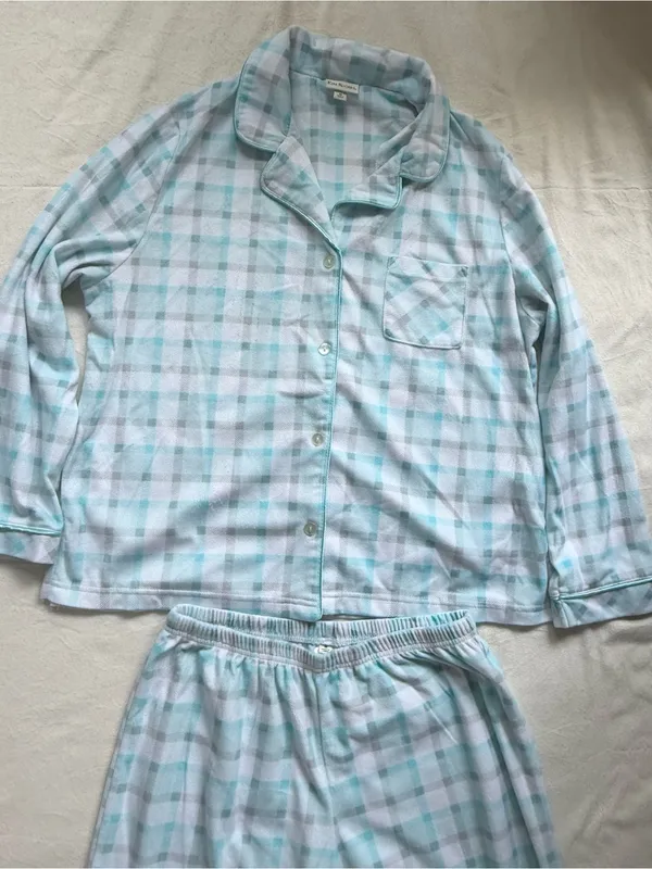 Kim Rogers Blue Plaid Two-Piece Flannel Pajama Set - Image 3