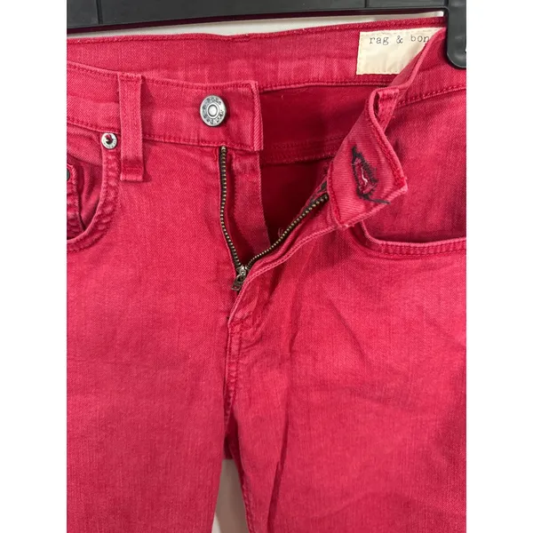 Rag & Bone High Rise Skinny Jeans Red‎ Size 28 Cropped Tencel Blend - Image 5