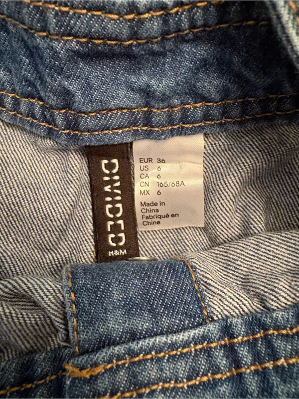 H&M Denim Overall Dress Size 6 - Image 7