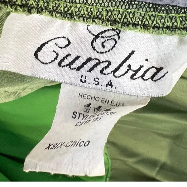 Vintage Y2K Cumbia Dress‎ XS Green Satin Black Mesh Goth Dark Fairy Whimsygoth - Image 11