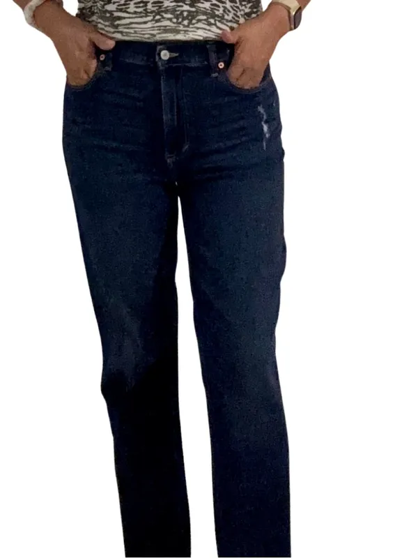 Abercrombie & Fitch Dark Indigo High-Rise Straight Jeans - Image 2