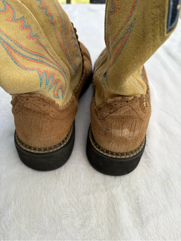 Ariat women's size 9.5 B cowboy boots fatbaby Blue Tan Western rodeo - Image 7