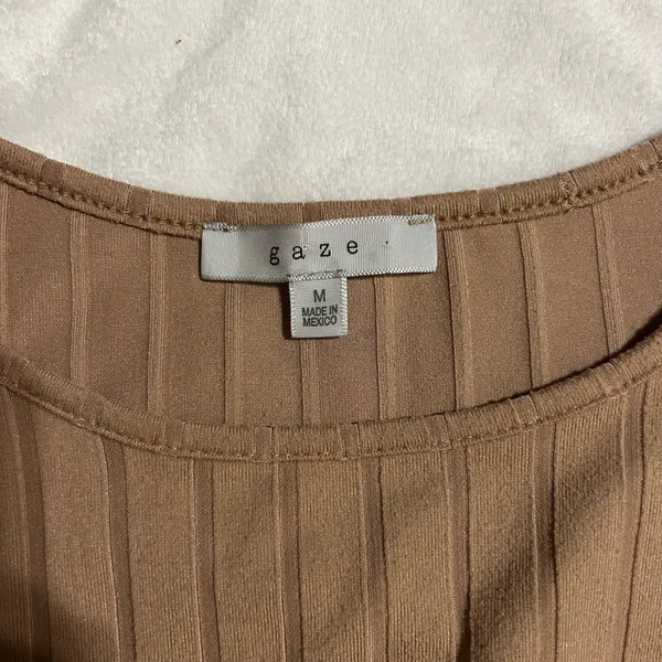 gaze Tan Ribbed Long-Sleeve Crewneck Top - Image 2