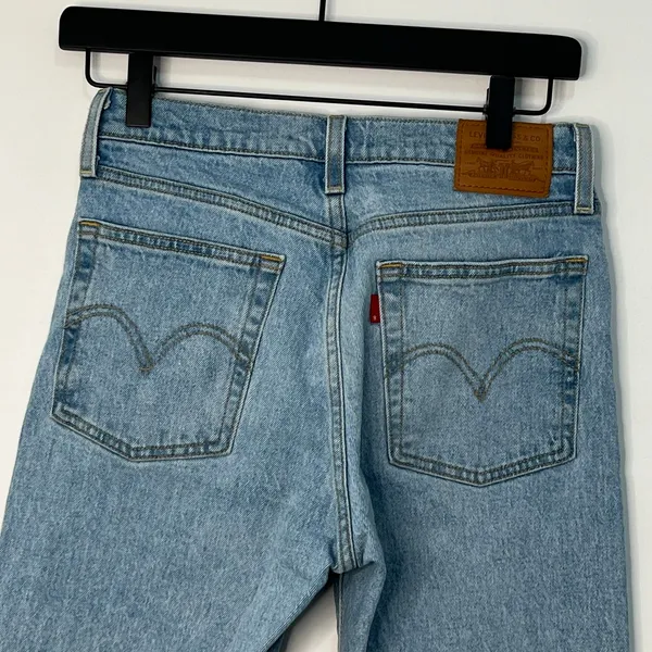 Levis Button Fly Wedgie Tapered Leg Denim Jeans Blue Light Wash Size 26‎ Retro - Image 6