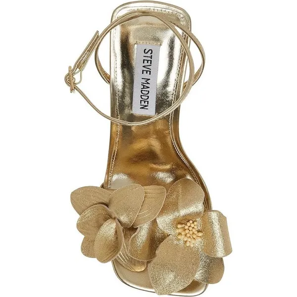 Steve Madden Amani Floral Heeled Sandals Gold Metallic Size 10 NWOT - Image 2