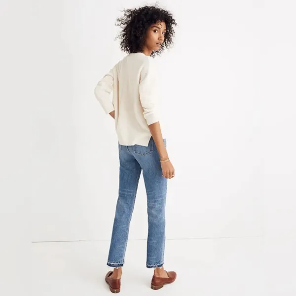 Madewell Bright‎ Ivory Knit Patch Pocket Pullover Sweater J8782 - Image 5