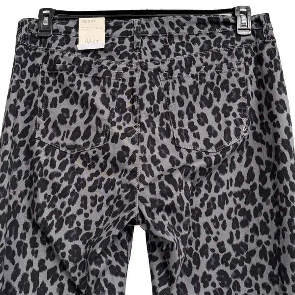 Style & Co SZ 22W Curvy Skinny Jeans Leopard Print Mid-Rise Stretch Gray Black - Image 4