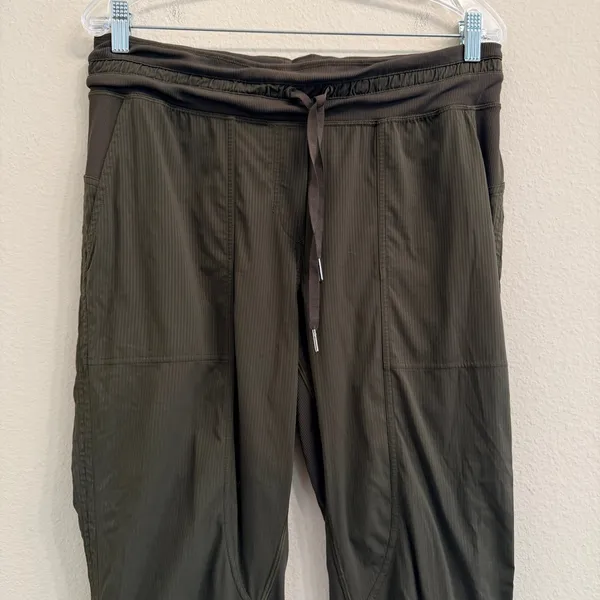 Lululemon Dance Studio Crop II Unlined Pants Dark Olive Women's 10 Drawstring - Image 5