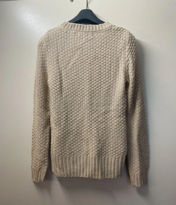 Mak | NWOT | Round Neck Long Sleeve Knit Sweater | S | Tan | MK3312 - Image 3