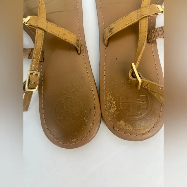 RARE Tory Burch Ali Anteka Tan Leather Sandals - Image 3