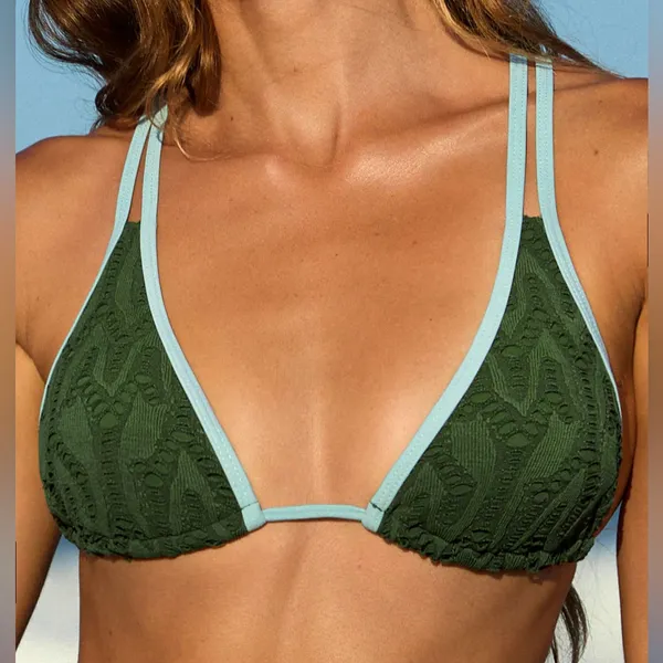 Berlook Dark Green Triangle Cutout Bikini Top & Tie Bottom Size M - Image 4