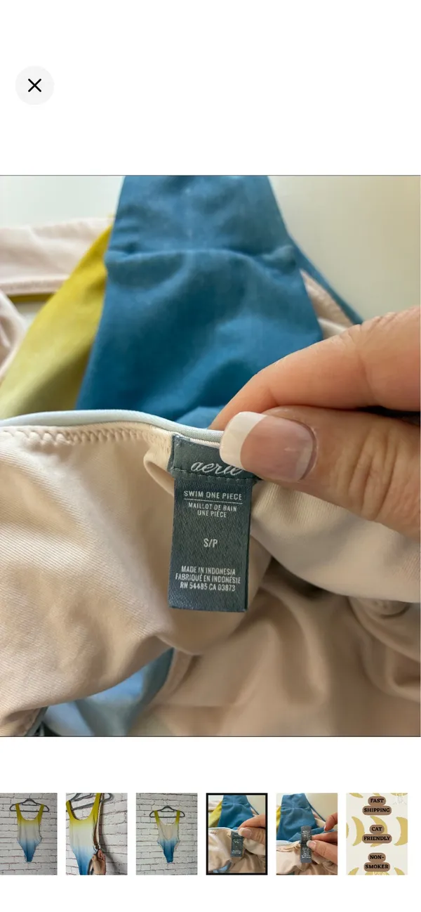 Aerie Super Scoop High Cheeky Ombré O Ring One Piece Swimsuit Small. NWOT. Gorgeous yellow to blue colors. Open keyhole sides. High cut. Low scoop. 12” bust - Image 6