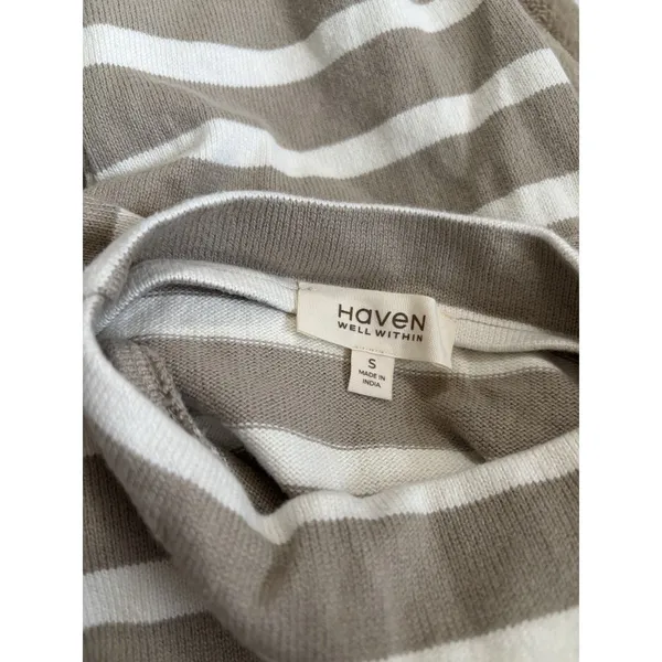 Haven Well Within Taupe Ivory Striped Mock Neck Sweater Size Small - Image 2
