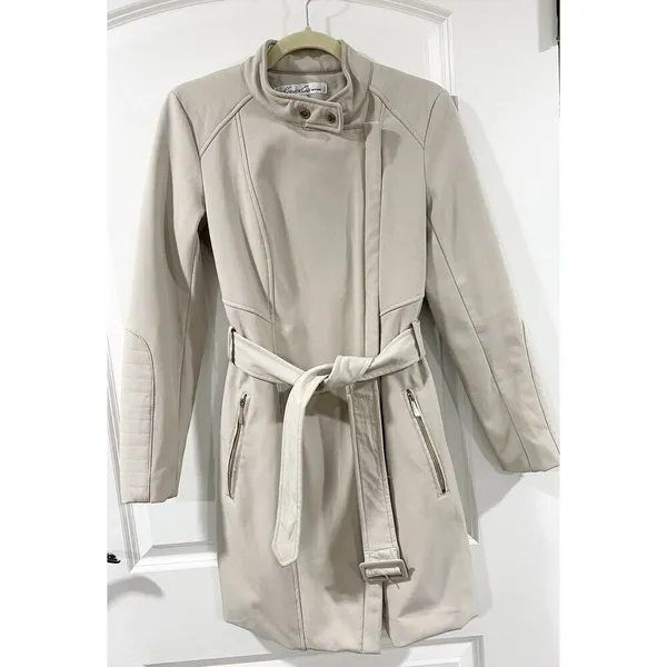 Kenneth Cole New York Beige Belted Trench Coat Women’s XS Classic Chic - Image 8