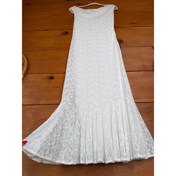 NWT Lulus Nadie White Lace Asymmetrical Midi Dress Bridal Bride Wedding Size M - Image 5