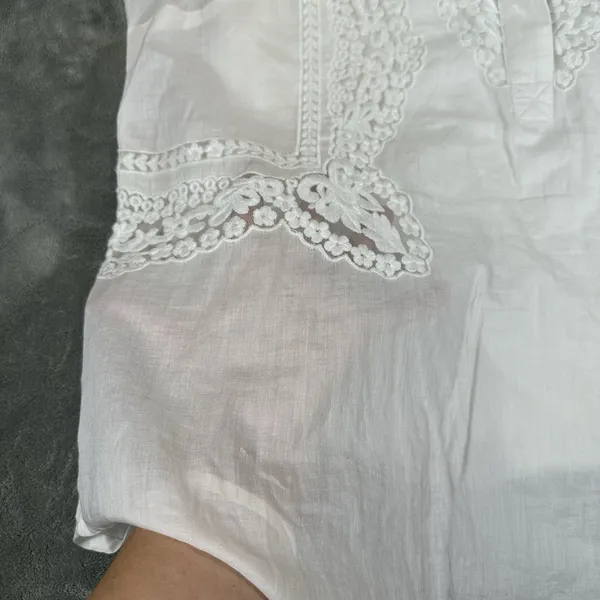 Soft Surroundings Embroidered Top & Tank Large Crochet White Summer Romantic‎ - Image 10