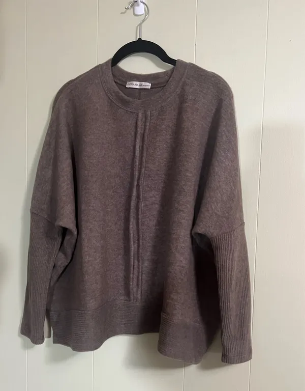 Zenana Chocolate Brown Top-Size S/M Fleece Cozy athleisure - Image 2