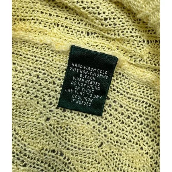 LRL Ralph Lauren citrus yellow linen sweater cable knit v-neck size Medium M - Image 11