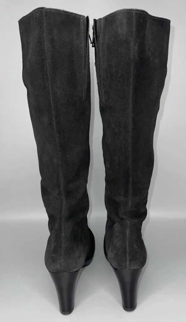 Vtg La Canadienne Tall Suede Heeled Boots Womens 9.5 Black Zip Classy Elegant Core - Image 6